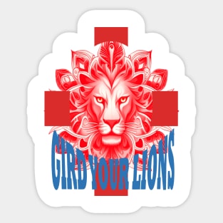 Gird Your Lions Fun Text English Idiom Red Color Sticker